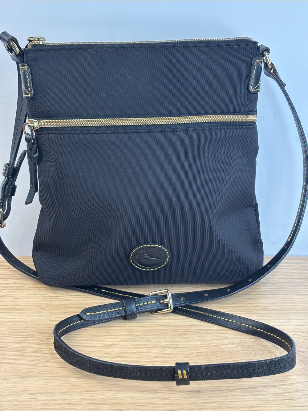 Dooney & Bourke Black Nylon‎ Crossbody Bag with Gold Hardware